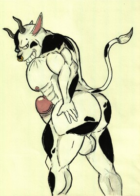 anthro balls big_butt big_penis bovine butt cattle crazy_company erection fairy_tail horn humanoid_penis male mammal muscular nipples nude pecs penis smile solo taurus_(fairy_tail)