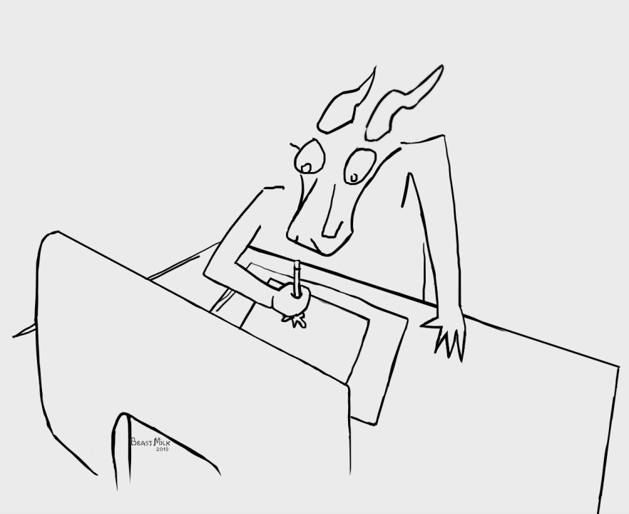 animated beastmilk desk dragon horn stare tablet