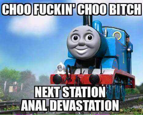 compression_artifacts image_macro impact_(font) irrelevant_to_site living_machine low_res machine meme solo thomas_and_friends thomas_the_tank_engine train vehicle why