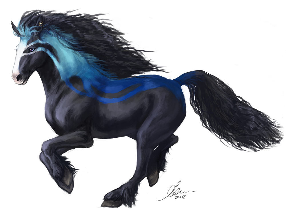 2018 alpha_channel aurru black_hair blue_eyes digital_media_(artwork) equine feral hair hooves horse male mammal simple_background solo transparent_background