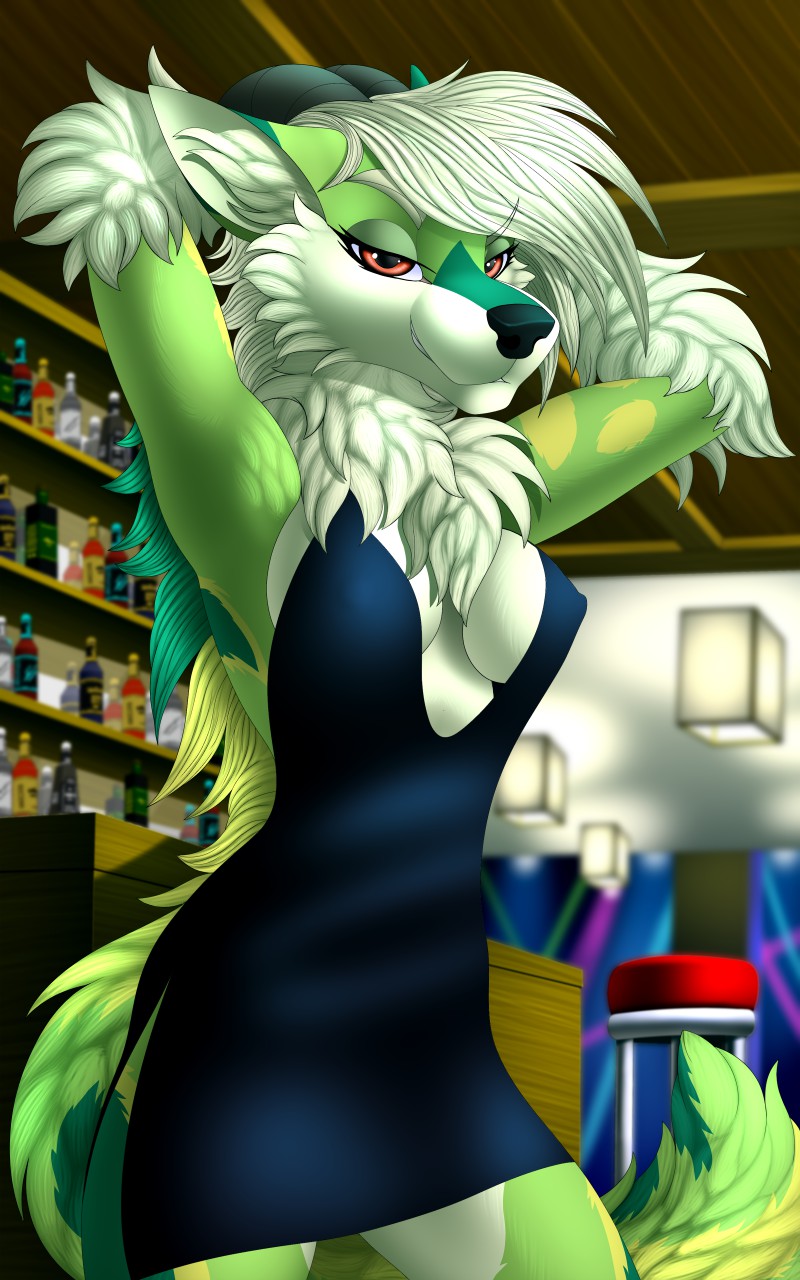 2018 anthro brown_eyes canine clothed clothing digital_media_(artwork) female fox fur green_fur mammal smile solo standing tales_foxdale
