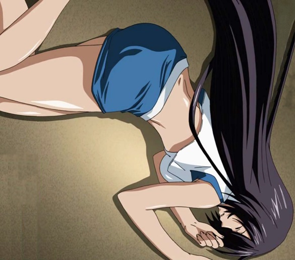 edited eyes_closed ikkitousen kan'u_unchou legs long_hair outfit purple_hair skirt stitched third-party_edit unconscious very_long_hair