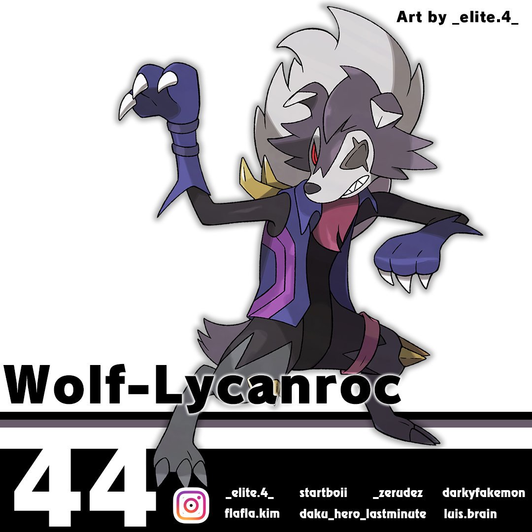 biped canid canine canis claws clothed clothing elite.4 eye_patch eyewear frown fully_clothed fur gloves grey_fur instagram looking_at_viewer lycanroc male mammal multicolored_fur nintendo pok&eacute;mon pok&eacute;mon_(species) red_eyes sharp_teeth simple_background spikes star_fox teeth toe_claws two_tone_fur vest video_games white_background wolf wolf_o'donnell