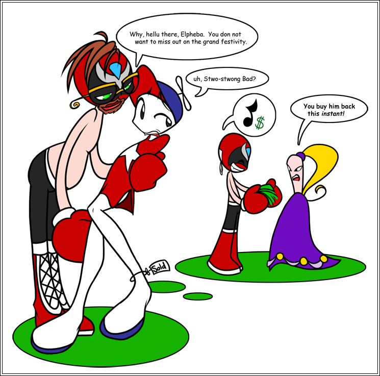 2006 black_eyes bottomless boxing_gloves clothed clothing female footwear green_eyes group homestar_runner homestar_runner_(character) humanoid male marzipan_(homestar_runner) money musachan not_furry senor_cardgage_(homestar_runner) shoes strong_bad suggestive