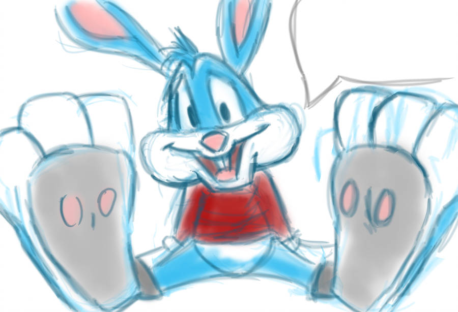 anthro bound buster_bunny clothed clothing dirty_feet feet foot_focus male partially_clothed presenting reallyreallybigbang seductive solo tiny_toon_adventures warner_brothers