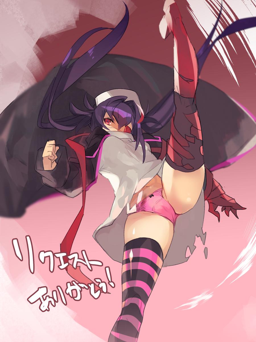 1girl eyepatch highres hyakuhachi_(over3) koume_sakiyama lord_of_vermilion lord_of_vermilion_iv million_arthur_(series) million_arthur_arcana_blood nurse panties pink_panties tagme thighs underwear