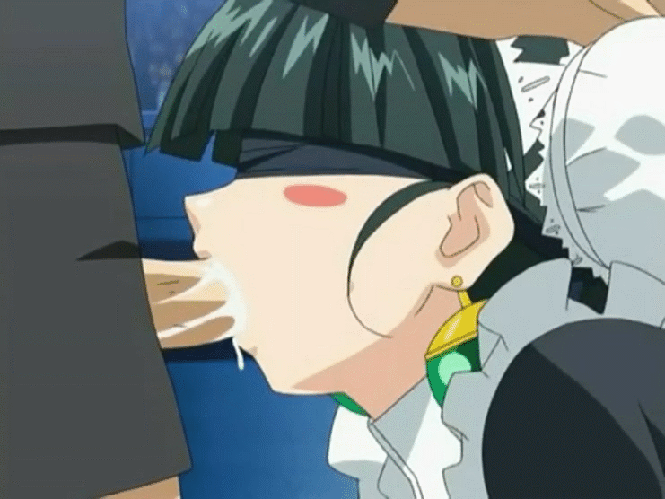 animated animated_gif black_hair blindfold chignon chineese earrings fellatio jewelry licking_penis oral tongue v.g._neo variable_geo variable_geo_neo yui_chinjuu