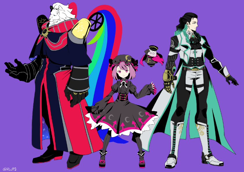 anthro clothed clothing dress fate/grand_order fate_(series) felid female fully_clothed fur helena_blavatsky_(fate) human lion looking_at_viewer louie_(pixiv) male mammal nikola_tesla_(fate) pantherine thomas_edison_(fate) white_fur