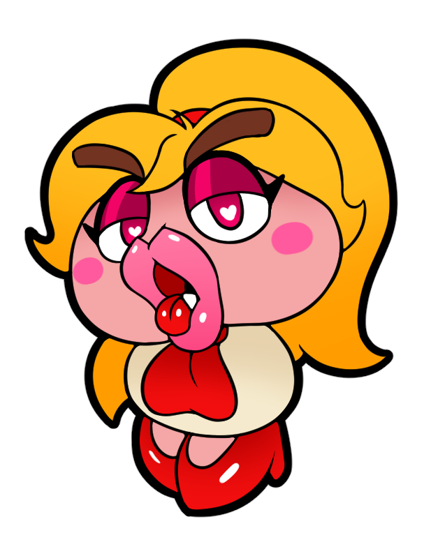 alpha_channel big_lips blonde_hair blush clothing fangs footwear goomba goombella hair lips mario_bros necktie nintendo not_furry open_mouth paper_mario shoes simple_background solo tongue transparent_background unknown_artist video_games