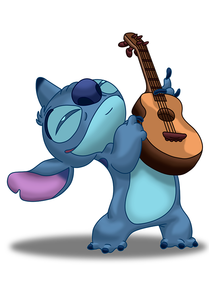 2015 3_toes alien alpha_channel back_markings blue_claws blue_eyes blue_fur blue_nose claws disney experiment_(species) fur head_tuft holding_musical_instrument lilo_and_stitch markings notched_ear rockingscorpion simple_background smile solo squint stitch toes transparent_background tuft ukulele