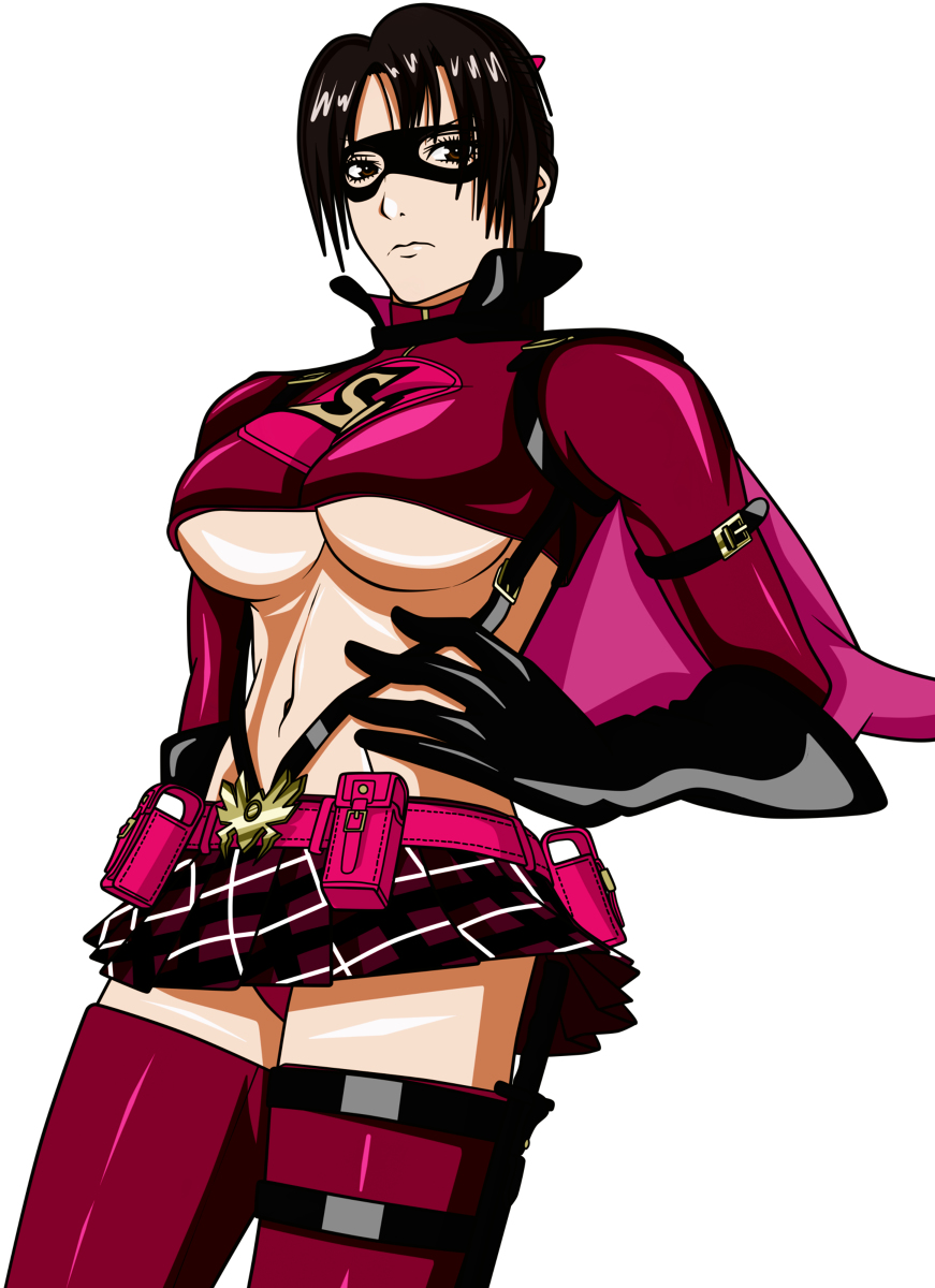 1girl black_hair breasts brown_eyes highres large_breasts midriff navel skirt soul_calibur tagme taki_(soulcalibur) underboob