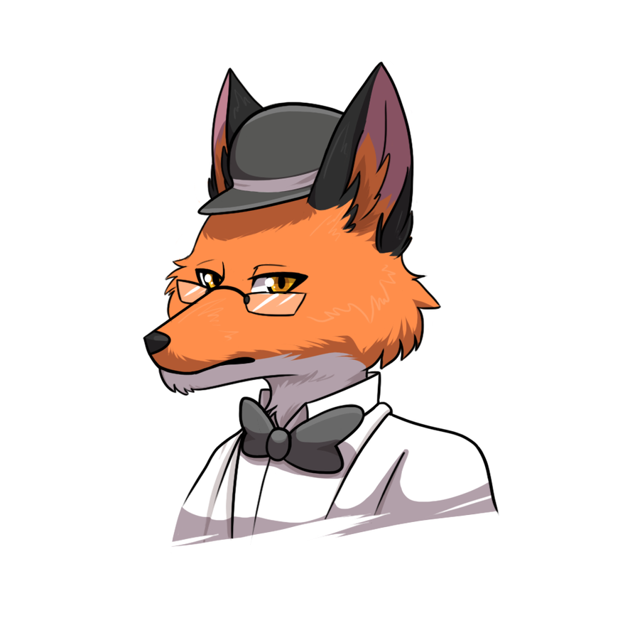 amber ambiguous_gender bow_tie bowler_hat canid canine classy clothed clothing digital_media_(artwork) dis dis_the_fox eye-wear eyewear female fox fur hat looking_at_viewer mammal nugget_kun simple_background solo suit white_suit