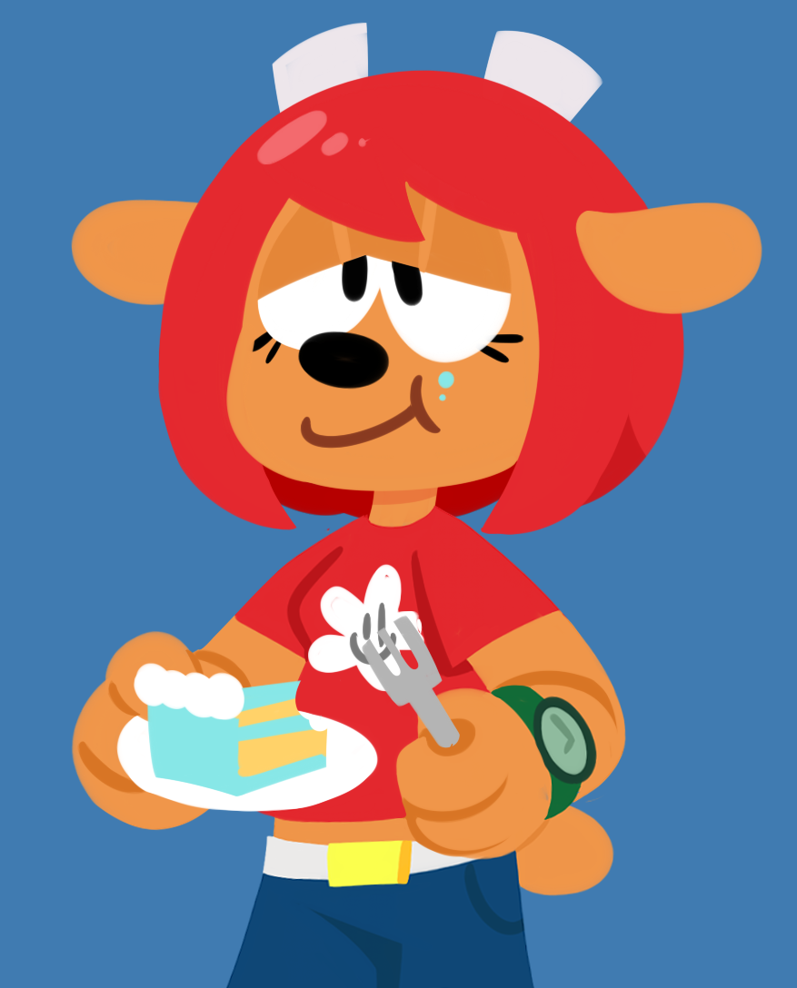 bearslime black_nose bovid cake caprine clothed clothing female food fur hair lammy_lamb mammal orange_fur parappa_the_rapper red_hair sheep solo um_jammer_lammy video_games