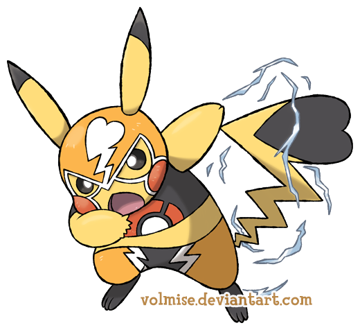 2017 3_toes 5_fingers alpha_channel black_eyes cleft_tail clothed clothing digital_drawing_(artwork) digital_media_(artwork) dipstick_ears electricity luchador nintendo open_mouth outline pikachu pikachu_libre pok&eacute;mon pok&eacute;mon_(species) simple_background toes transparent_background url video_games volmise watermark wrestler yellow_body