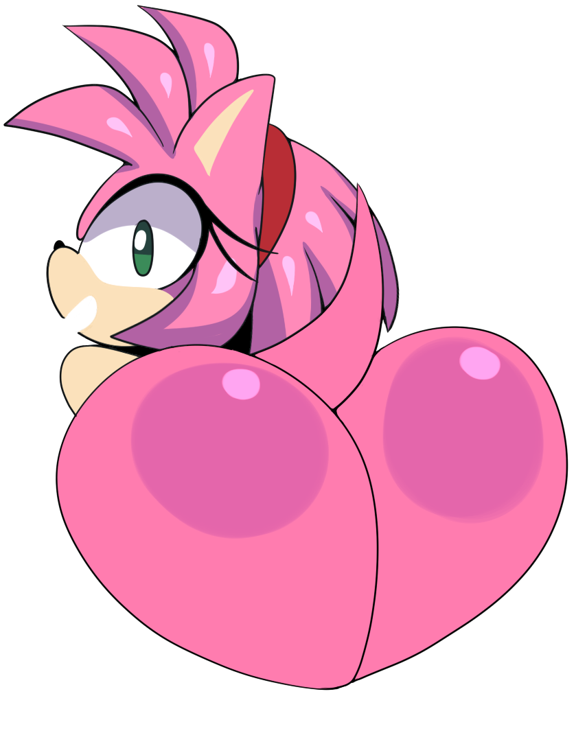 alpha_channel amy_rose anthro bent_over big_butt bubble_butt butt butt_focus eulipotyphlan female green_eyes hairband hedgehog icon looking_back mammal on_glass open_mouth presenting presenting_hindquarters rear_view simple_background solo sonic_(series) squish_(artist) teeth transparent_background