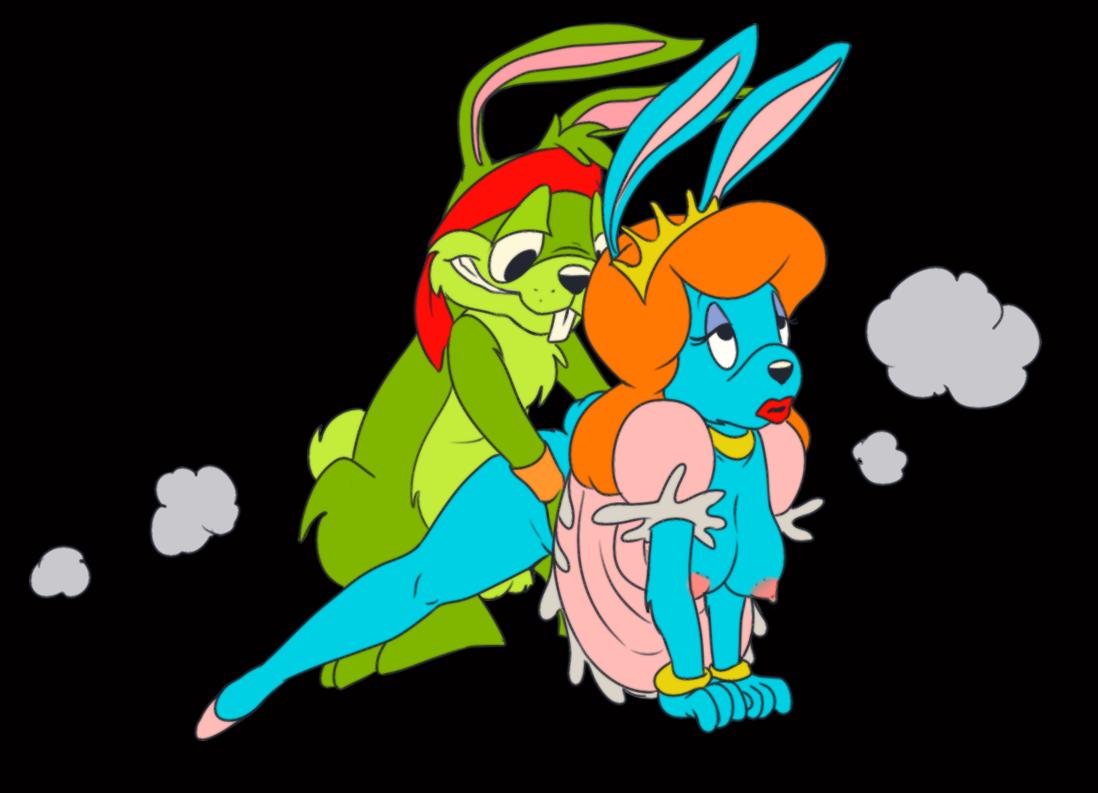 ambiguous_penetration black_eyes blue_fur butt clothing crown dress eva_earlong female fur green_fur hair inusen jazz_jackrabbit jazz_jackrabbit_(series) lagomorph male male/female mammal orange_hair penetration princess rabbit royalty steam