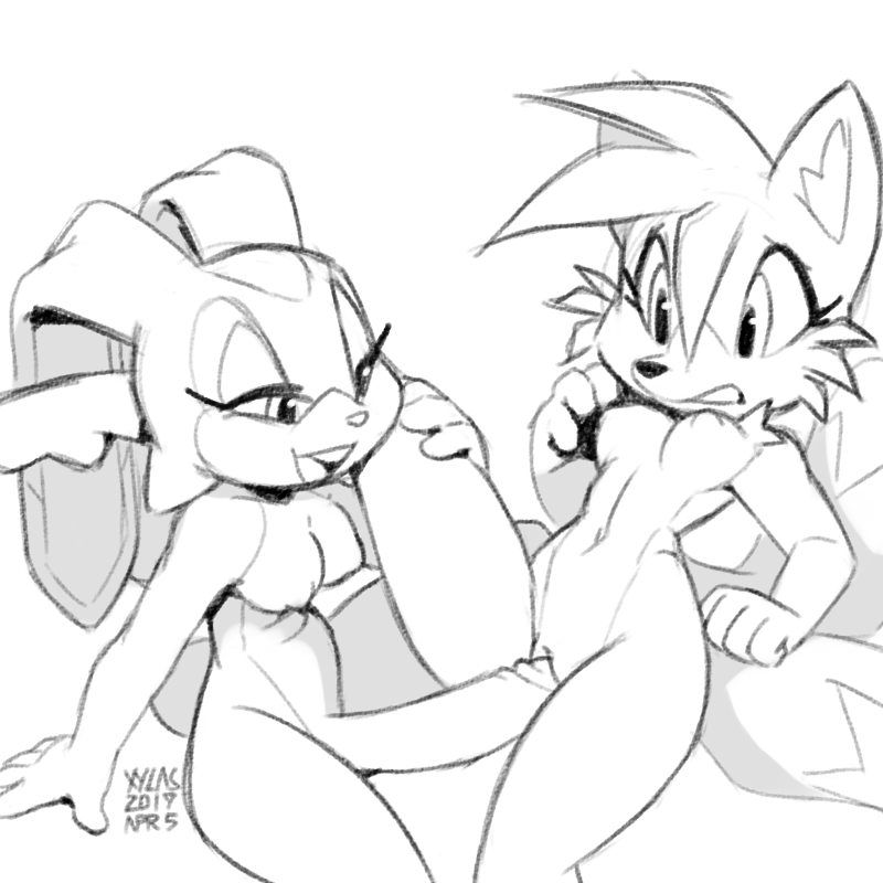 2019 anthro breasts cream_the_rabbit crossgender dickgirl dickgirl/female female imminent_sex intersex intersex/female miles_prower monochrome nipples nude open_mouth penis prodding pussy signature simple_background sonic_(series) white_background xylas