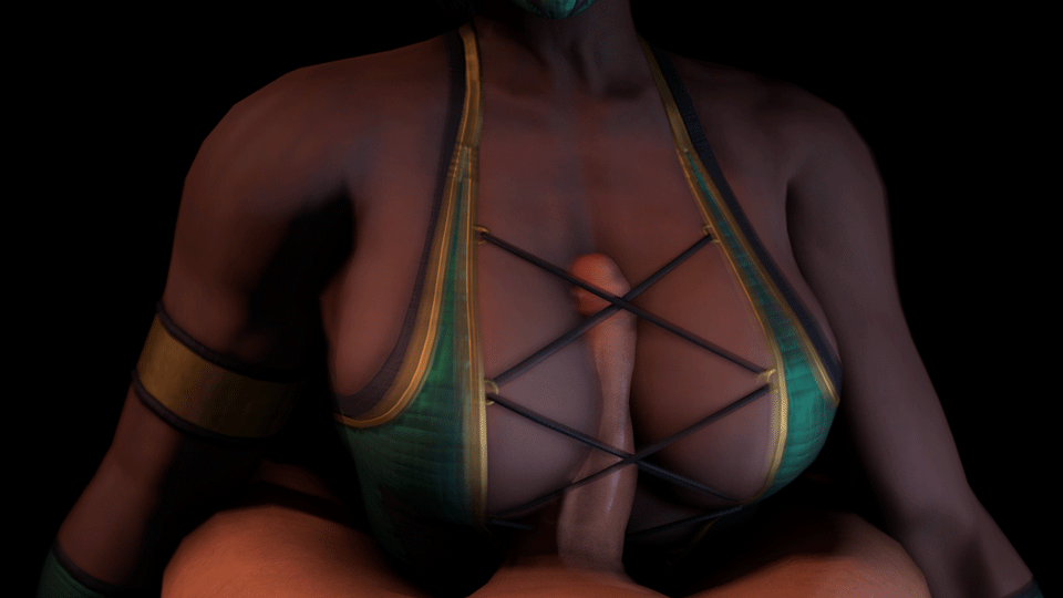 1boy 1girl 3d animated animated_gif armband black_background bouncing_breasts breasts cleavage clothed_female_nude_male cross-laced_clothes dark-skinned_female dark_skin erection female green_leotard head_out_of_frame hetero interracial jade_(mortal_kombat) large_breasts leotard loop lying mortal_kombat netherrealm_studios nude on_back paizuri paizuri_under_clothes penis pov redmoa rubbing simple_background solo_focus source_filmmaker twisting uncensored upper_body veins veiny_penis