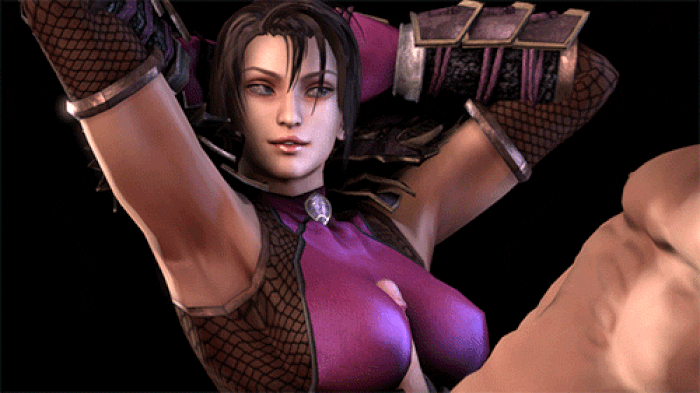 1boy 1girl 3d animated animated_gif armor armpits arms_up bandai black_background bodysuit bouncing_breasts breasts brown_eyes brown_hair clothed_female_nude_male erection female hands_behind_head head_out_of_frame hetero jiggle large_breasts long_hair looking_at_another loop matching_hair/eyes namco ninja nude paizuri paizuri_over_clothes parted_lips penis redmoa rubbing simple_background skin_tight smile solo_focus soul_calibur soulcalibur soulcalibur_v source_filmmaker staring taki_(soulcalibur) thrusting uncensored