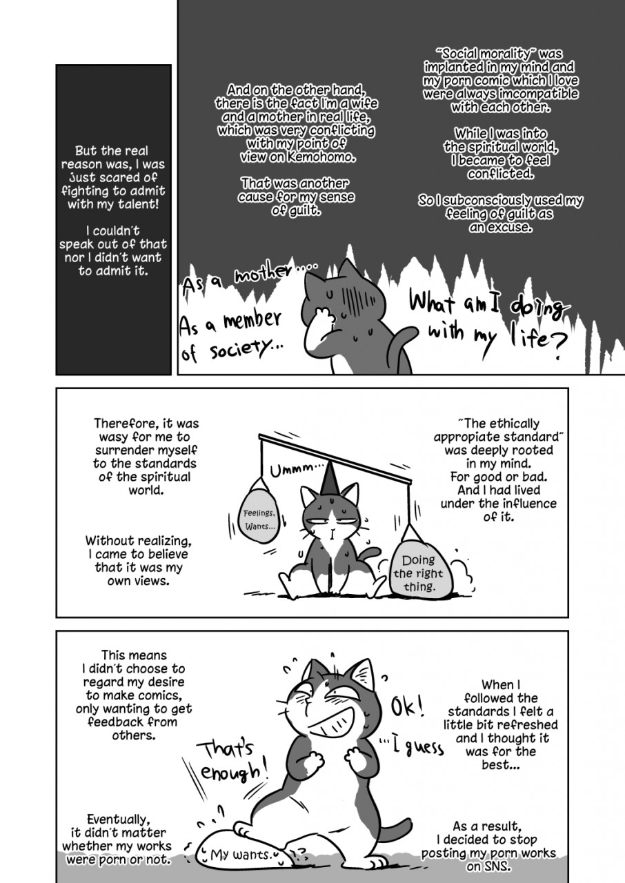 2015 ambiguous_gender comic domestic_cat english_text felid feline felis front_view greyscale mammal maririn monochrome simple_background sitting solo standing text weighing_scale white_background
