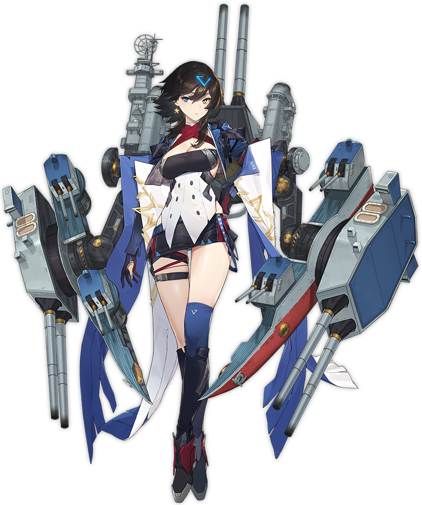 1girl azur_lane bangs black_hair black_skirt blue_eyes blue_footwear blue_legwear blush boots breasts cannon choker cloak crossed_legs earrings expressionless full_body garter_straps georgia_(azur_lane) glaring gloves hair_between_eyes hair_ornament hand_on_hip heterochromia impossible_clothes jewelry large_breasts legs_crossed logo long_hair looking_at_viewer microskirt official_art parted_lips partly_fingerless_gloves rigging rudder_footwear shrug_(clothing) sidelocks single_thighhigh skirt star star_earrings strapless thigh_strap thighhighs thighs transparent_background tubetop turret watson_cross yellow_eyes yoyo2doggness