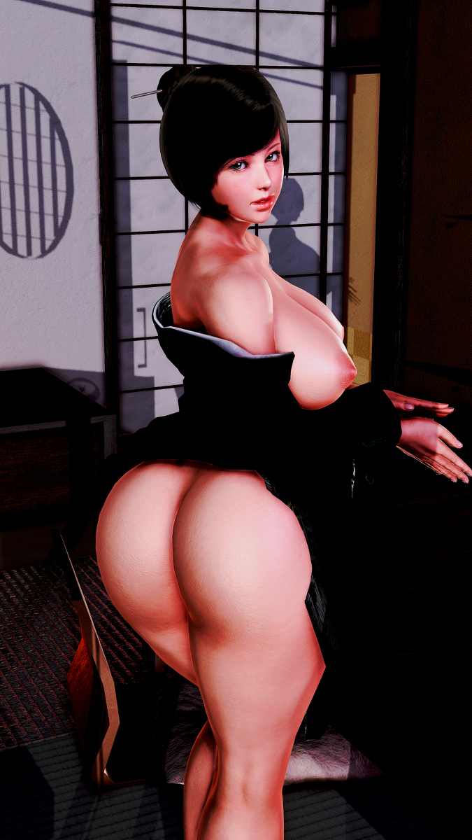 1girl 3d ass breasts highres honey_select intoxication milf nipples