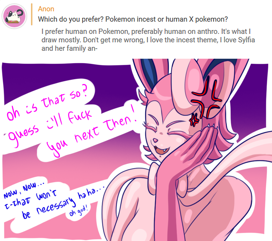 2018 angry anthro anthrofied ask_blog conditional_dnp dialogue eeveelution english_text eyes_closed female galaxyoron nintendo open_mouth pok&eacute;mon pok&eacute;mon_(species) ribbons simple_background smile solo speech_bubble sylveon text video_games