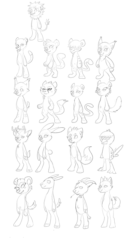 2015 annoyed anthro antlers avian bird bored bottomless bovid canid canine caprine cervid cheek_tuft cheetah chest_tuft claws clothed clothing collar cooper_(scratch21) determined ear_piercing ear_tuft ed_(scratch21) elbow_tufts eyewear facial_tuft feathers felid feline female floppy_ears fox frown fur goat grin group hair half-closed_eyes happy head_tuft hooves horn kitchiki lagomorph leporid line_art lion long_ears lynx male mammal mane matt_(scratch21) narrowed_eyes nude pantherine pawpads piercing rabbit red_fox riley_(scratch21) sad scratch21 scut_tail short_tail simple_background sketch smile smirk smug standing straw striped_body striped_fur stripes sunglasses tail_tuft topless tuft white_background