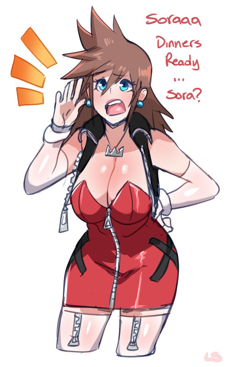 1girl blue_eyes breasts brown_hair cleavage highres jacket kingdom_hearts large_breasts lightsource lipstick long_hair makeup milf mother solo spiky_hair