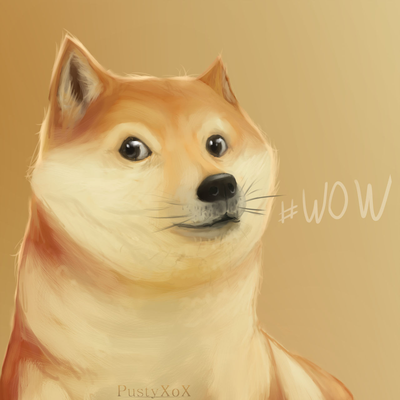 1:1 ambiguous_gender black_eyes black_lips black_nose canid canine canis doge domestic_dog ear_tuft feral fur gradient_background hi_res looking_aside mammal meme multicolored_fur pustyxox shiba_inu simple_background spitz tan_background tan_fur tuft two_tone_fur whiskers