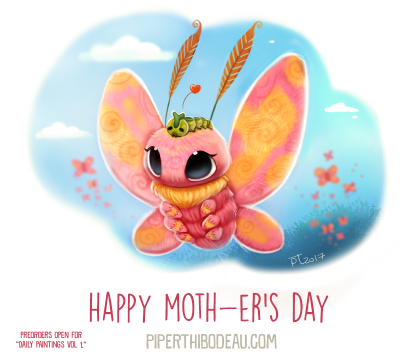 arthropod caterpillar cloud cryptid-creations flying holidays humor insect larva lepidopteran moth mother's_day parent pun rosy_maple_moth sky visual_pun