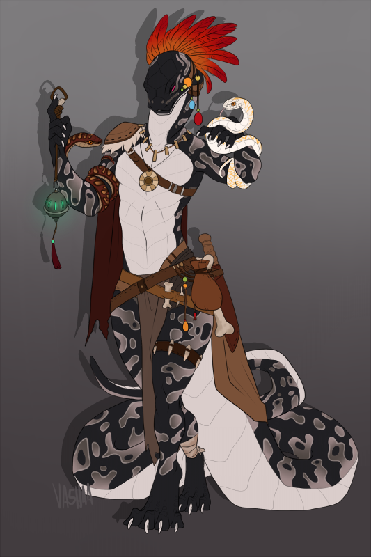2019 5_fingers ambiguous_gender anthro clothed clothing feral group male python red_eyes reptile scalie simple_background snake standing vashaa
