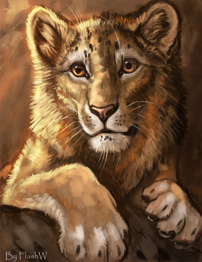 2019 brown_eyes digital_media_(artwork) felid feral flashw lion mammal pantherine solo whiskers