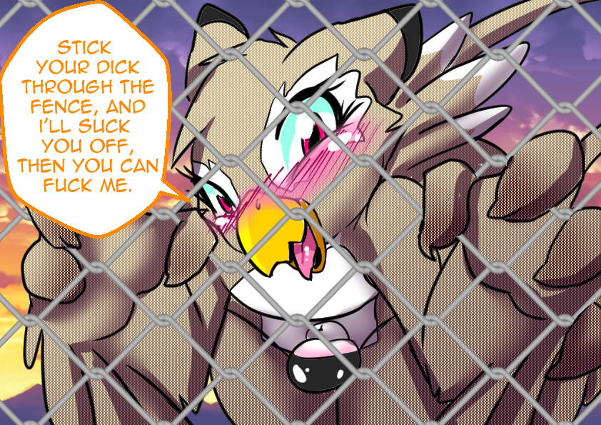 avian balls beak blush chain-link_fence clothing girly gryphon male penis pheasy_the_gryphon_(character) solo text thong tongue white_crest