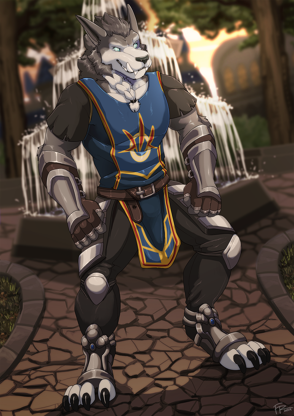 anthro armor blizzard_entertainment canid canine clothed clothing death_knight furryratchet hi_res lich male mammal outside solo undead video_games warcraft were werecanid werecanine werewolf worgen