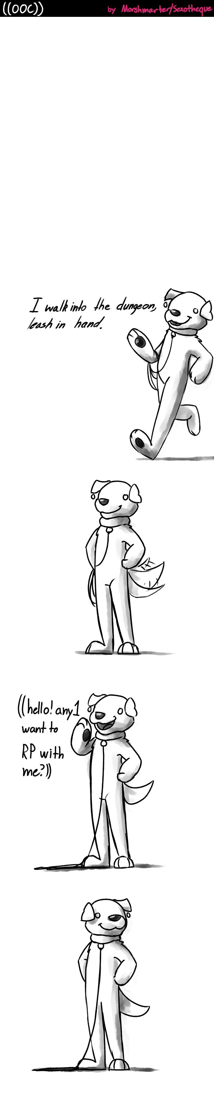 2019 absurd_res anthro canid canine canis collar comic digital_drawing_(artwork) digital_media_(artwork) domestic_dog english_text hi_res leash male mammal nude sexotheque simple_background solo standing tailwag text waiting white_background