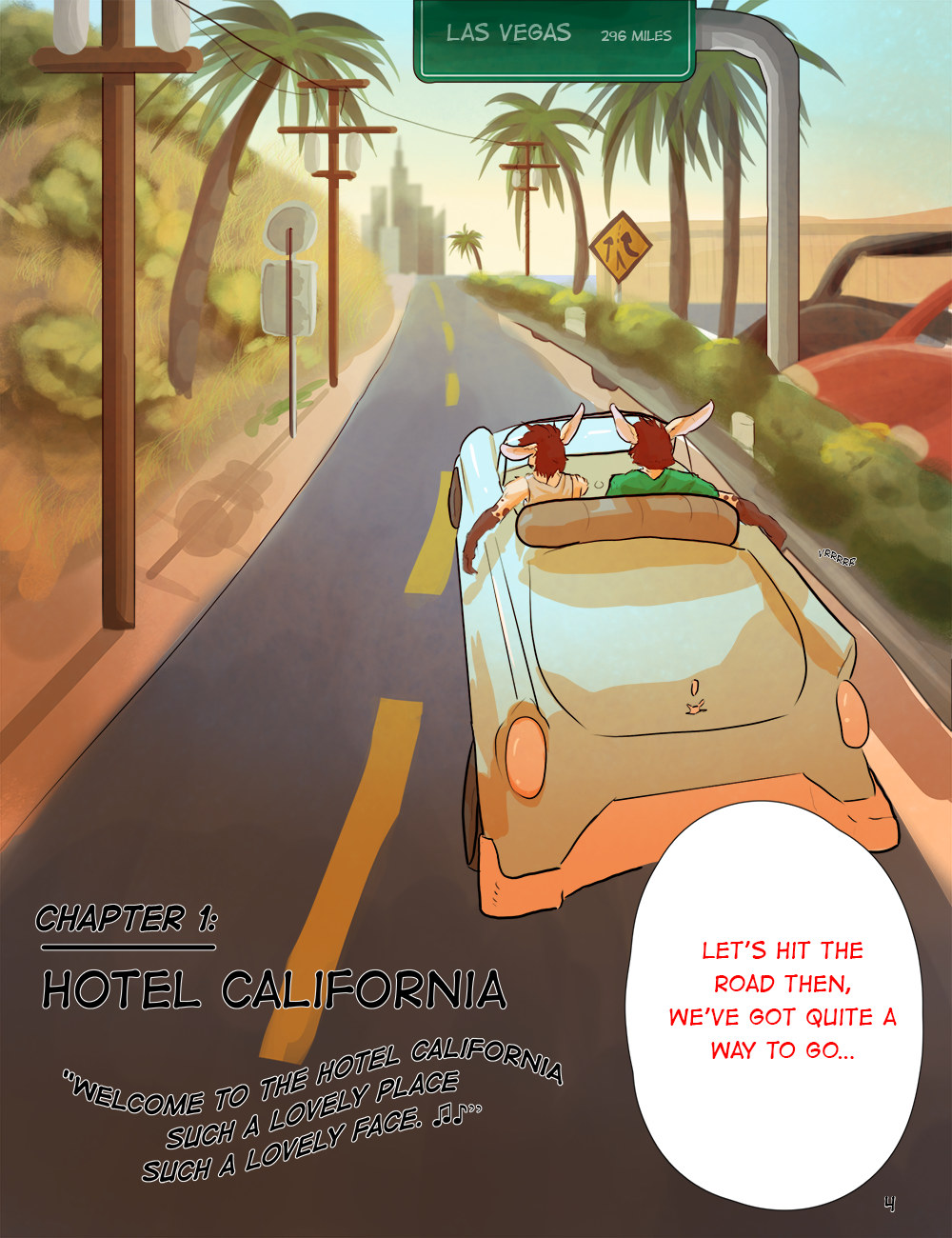 2019 anthro brother brothers car clothed clothing comic dialogue digital_media_(artwork) duo ember_(laudanumserum) english_text fur hair hi_res lagomorph laudanumserum leporid letho_(laudanumserum) long_ears male mammal outside palm_tree sibling text tree vehicle