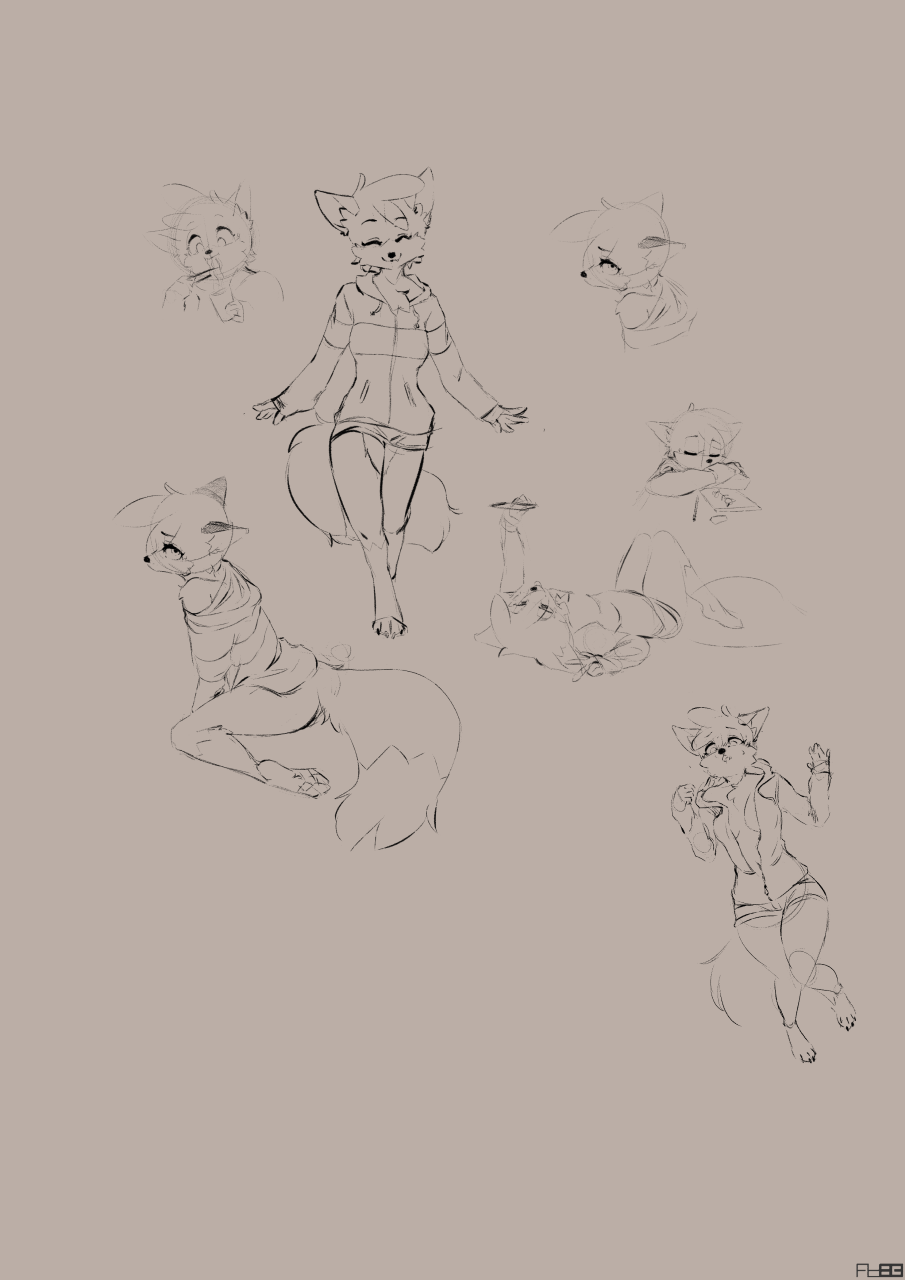 canid canine female fox foxboy83 foxgirl83 mammal sketch