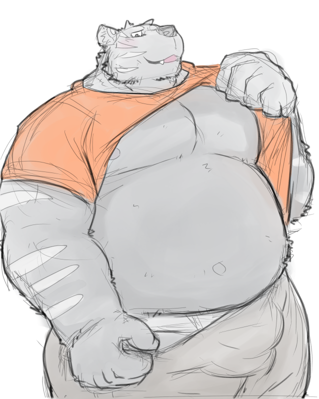 2024 anthro araiguma_11 belly big_belly bottomwear bulge clothed clothing clothing_lift felid humanoid_hands kemono male mammal moobs navel nipples overweight overweight_male pantherine pants shirt shirt_lift simple_background solo tiger topwear underwear white_background