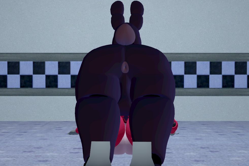 animatronic anthro anus balls bigfurball canid canine duo five_nights_at_freddy's five_nights_at_freddy's_2 fox foxy_(fnaf) genitals lagomorph leporid machine male male/male mammal rabbit rear_view robot scottgames withered_bonnie_(fnaf)