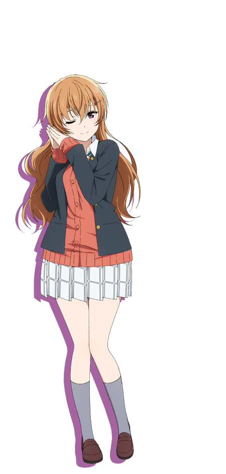 1girl black_jacket brown_footwear cardigan cardigan_under_jacket closed_mouth collared_shirt full_body grey_socks hair_between_eyes jacket kneehighs konoe_kanata loafers long_hair long_sleeves looking_at_viewer love_live! love_live!_nijigasaki_high_school_idol_club nijigasaki_academy_school_uniform official_art one_eye_closed open_clothes open_jacket orange_hair plaid plaid_skirt pleated_skirt red_cardigan school_uniform shirt shoes sidelocks skirt socks solo standing transparent_background wavy_hair white_shirt white_skirt winter_uniform