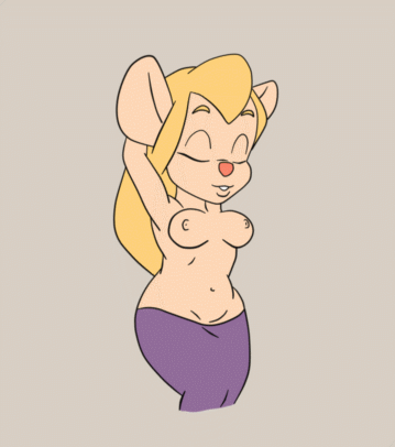 2019 animated anthro belly_dancer big_breasts breasts chip_'n_dale_rescue_rangers clothed clothing dancing disney eyes_closed female fur gadget_hackwrench hair long_hair low_res mammal mouse murid murine navel nipples rodent simple_background solo vylfgor