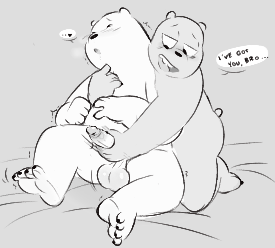 balls brown_bear cartoon_network duo grizzly_(wbb) grizzly_bear ice_bear male male/male mammal penis polar_bear reach_around sodabox ursid ursine we_bare_bears