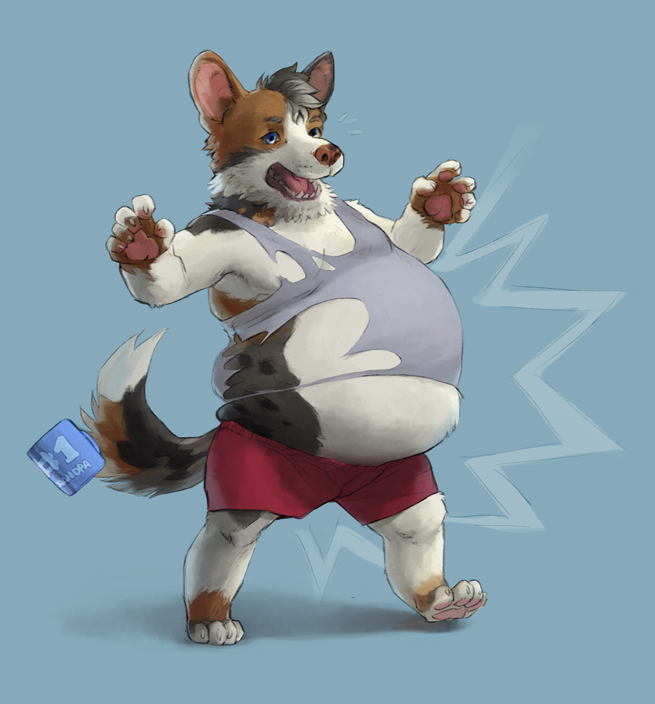 beard canid canine canis cardigan chubby-shark cup domestic_dog facial_hair forepawz gain herding_dog mammal overweight pastoral_dog progression rippage slightly_chubby transformation weights welsh_corgi