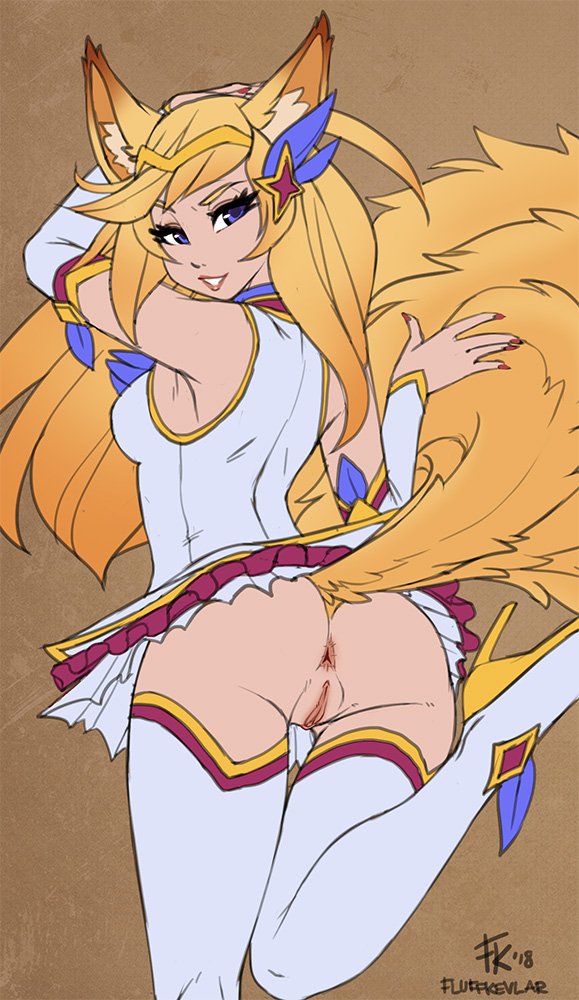 1girl ahri animal_ears anus ass boots breasts detached_sleeves flat_ass fluff_kevlar fox_ears fox_tail from_behind hair_ornament high_heel_boots high_heels league_of_legends leg_up long_hair looking_back magical_girl medium_breasts navel no_panties purple_eyes pussy red_nails solo star star_guardian_(league_of_legends) star_guardian_ahri star_hair_ornament tail tiara uncensored upskirt white_footwear