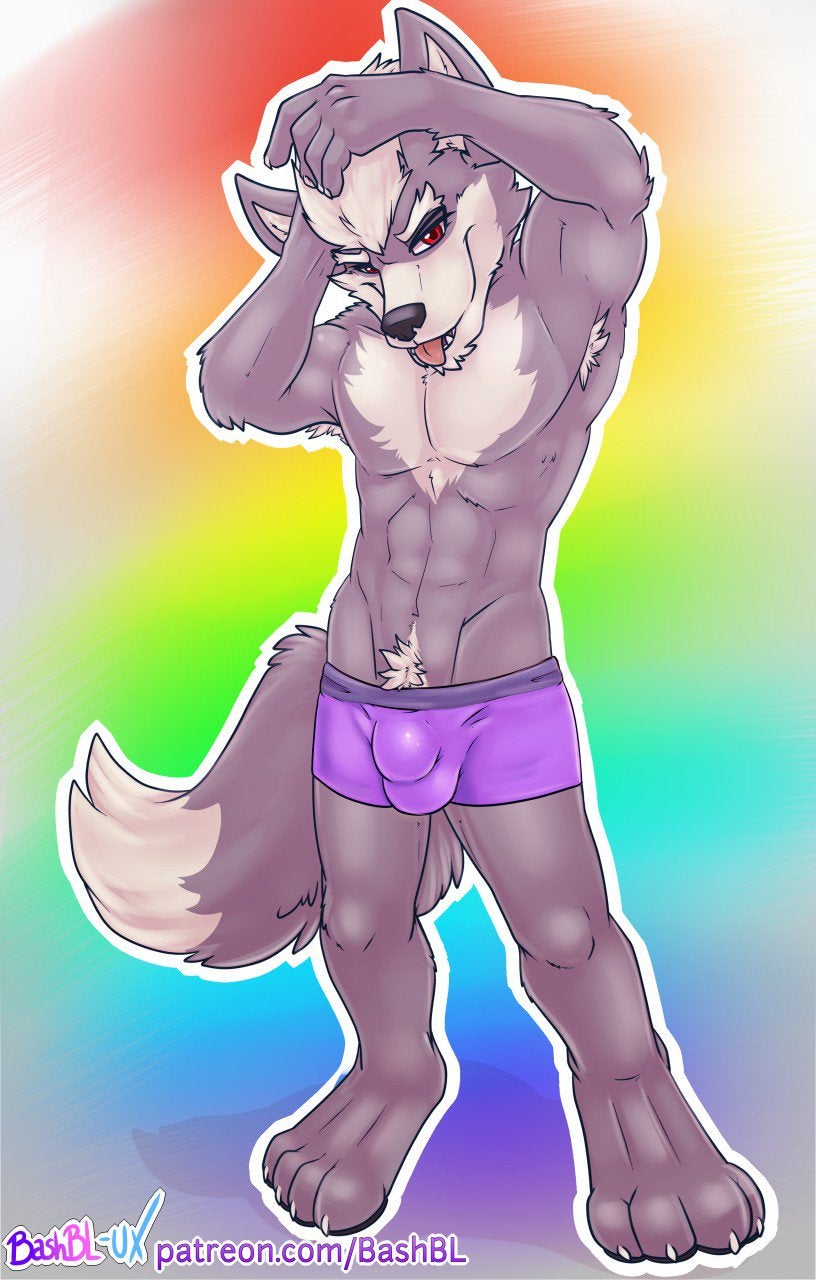 4_toes anthro armpit_hair bashbl-ux bulge canid canine canis clothing hi_res male mammal nintendo solo star_fox toes tongue tongue_out underwear video_games wolf wolf_o'donnell