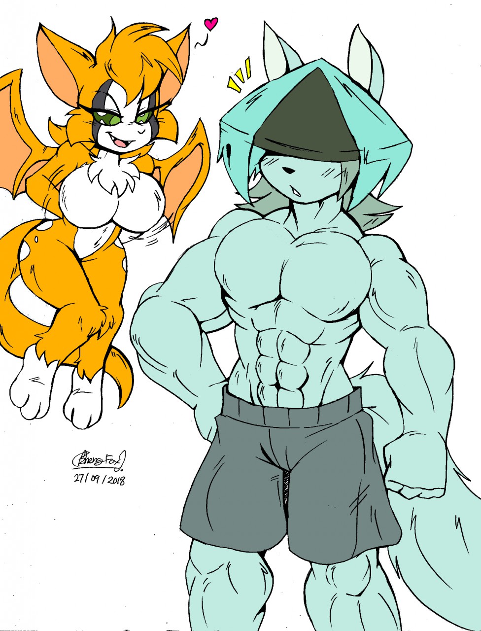 abs akatsukishiranui-fox anthro biceps big_biceps big_breasts big_pecs blue_fur breasts canid canine canis chest_tuft chiropteran clothed clothing curvaceous dust:_an_elysian_tail dust_(character) eyelashes female fidget fur grey_hair hair half-closed_eyes hat headgear headwear hi_res looking_at_another male mammal membrane_(anatomy) membranous_wings multicolored_fur muscular muscular_male navel nimbat nude open_mouth orange_fur orange_hair pecs seductive simple_background size_difference topless tuft two_tone_fur underwear video_games white_background white_fur wide_hips wings wolf