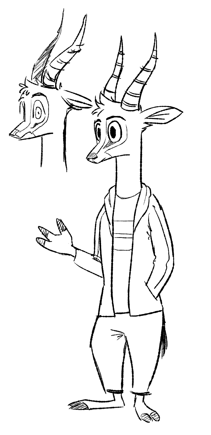2019 ambiguous_gender antelope anthro barefoot black_and_white bovid cheek_tuft clothed clothing facial_markings fuel_(artist) fuel_(character) gazelle hand_in_pocket head_markings head_tuft hi_res horn mammal markings model_sheet monochrome open_hoodie pockets simple_background solo standing tuft white_background