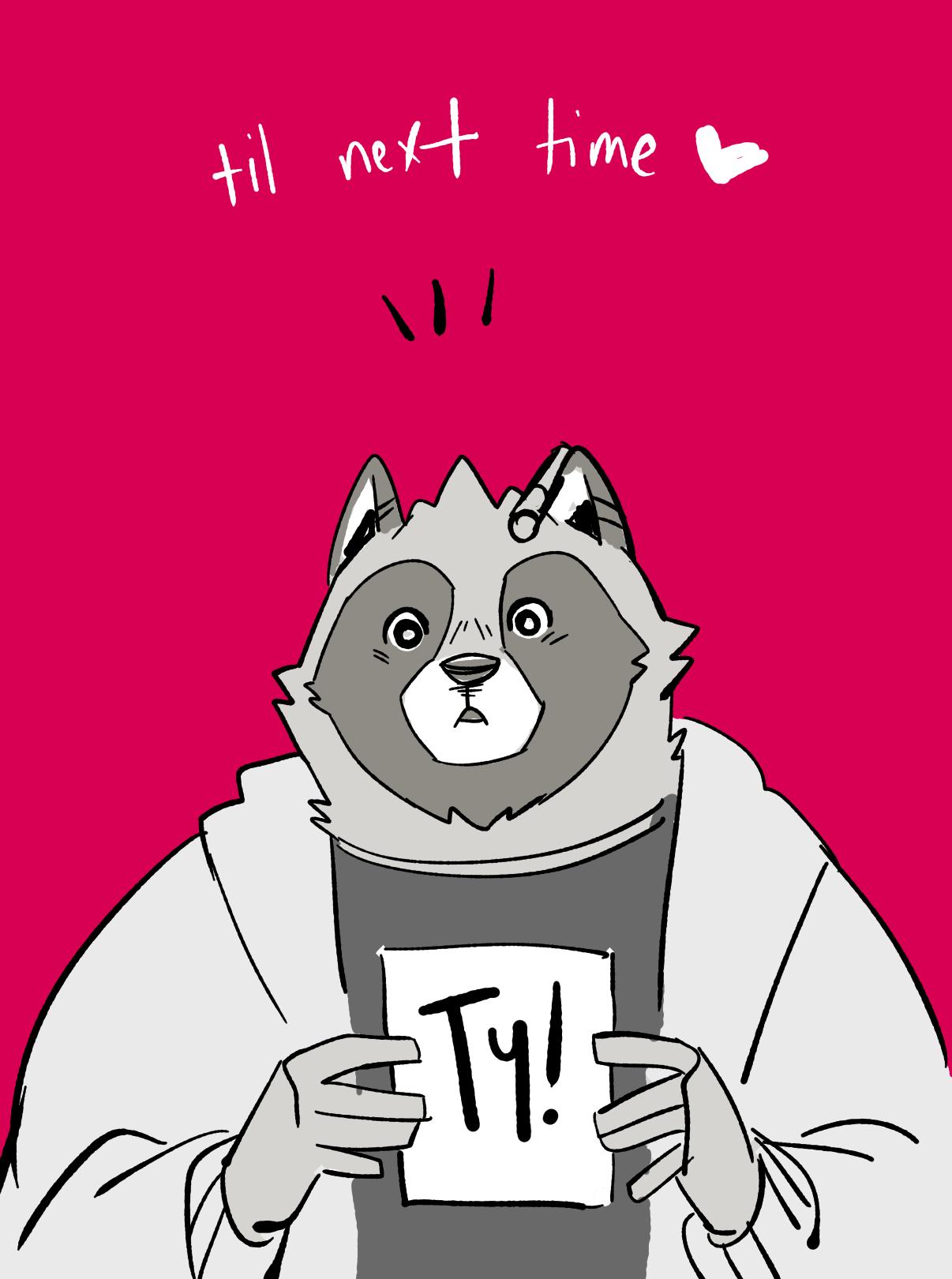 &lt;3 2019 anthro canid canine clothing cyanroll english_text hi_res hoodie humanoid_hands male mammal raccoon_dog shirt simple_background solo tanuki text topwear