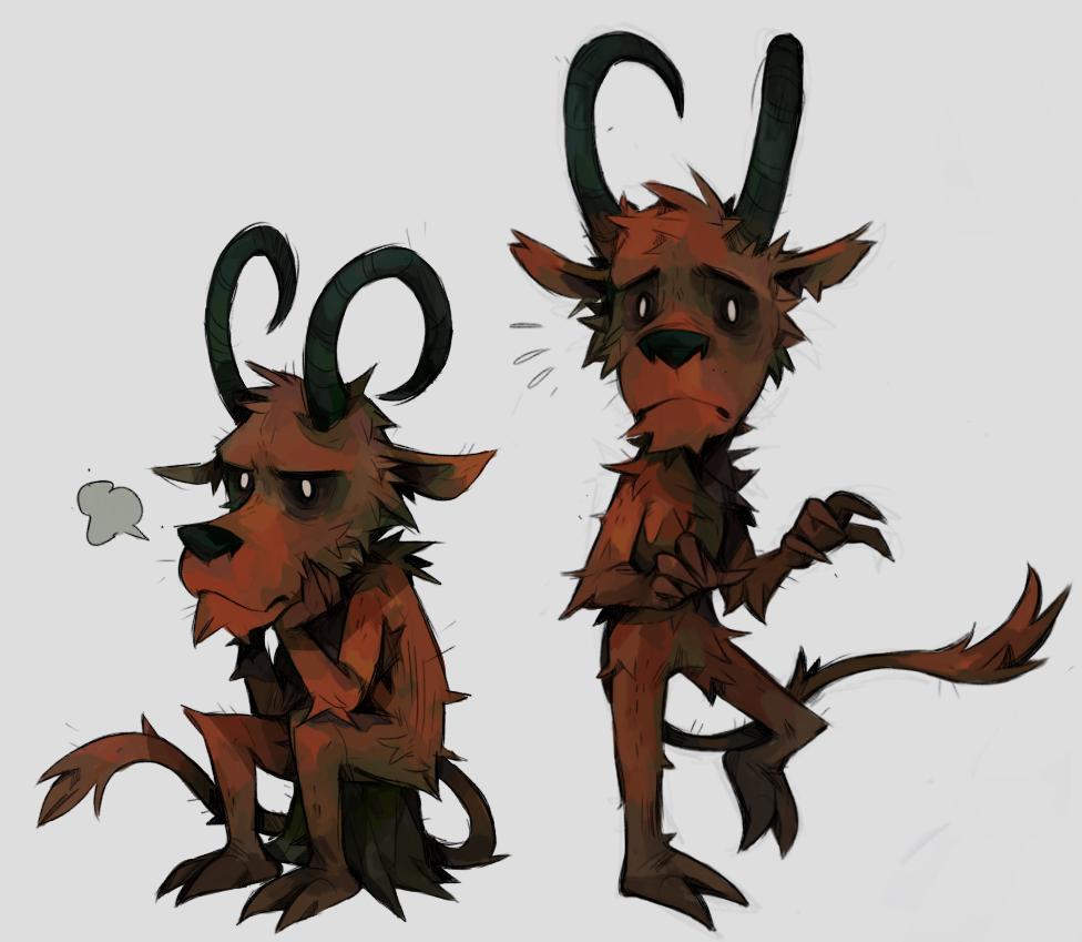 bovid canid canid_demon canine caprine demon don't_starve goat horn hybrid imp klei_entertainment mammal mellowollie pouting video_games wortox